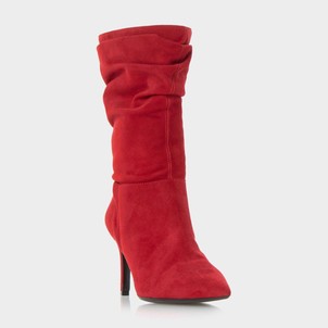 Bottes femme rouge cuir