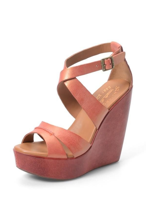Sandale compensee cuir marron