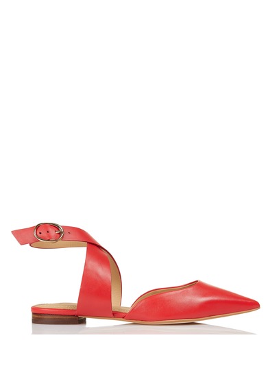 Sandale plate femme rouge