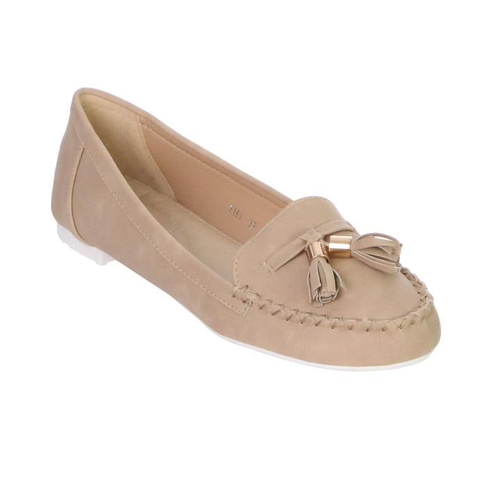 Mocassin femme pompon