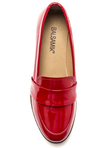 Mocassin femme vernis rouge