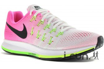 Chaussures running femme wave elevation white/electric pink/green