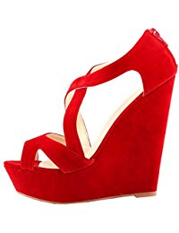 Chaussure a talon compense rouge