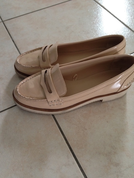 Mocassin femme vernis beige