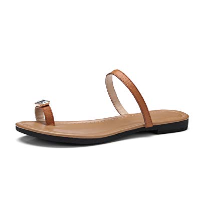 Tong femme cuir et strass