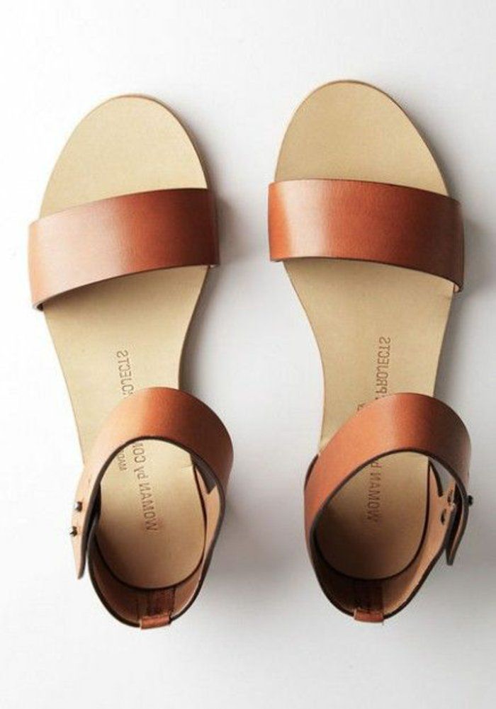 Sandale femme plate cuir