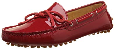 Mocassin femme rouge vernis