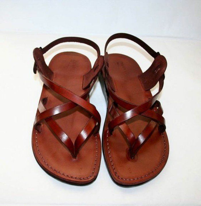 Sandale femme plate marron