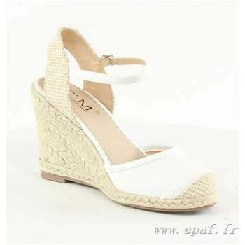 Chaussure compensée ouverte blanche