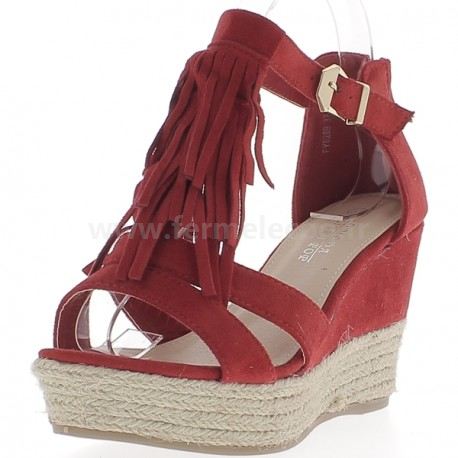 Chaussure compensée femme rouge