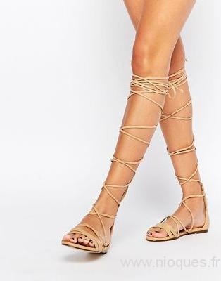 Sandale femme plate a lacet