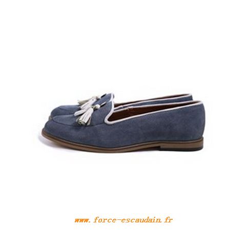 Mocassin femme daim bleu