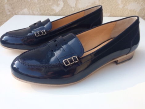 Mocassin femme vernis bleu marine