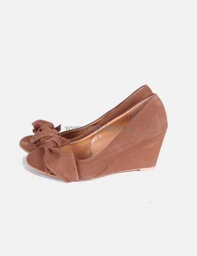 Chaussure a talon compense marron