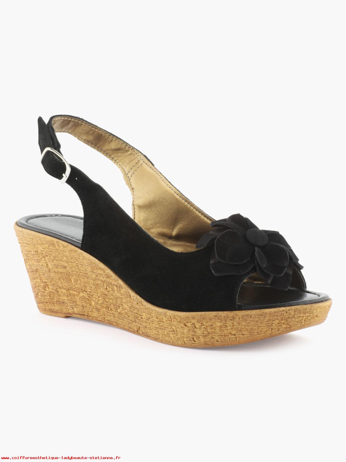 Chaussure talon compensé noir pas cher