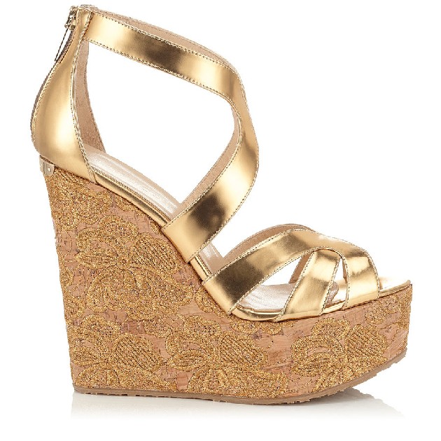 Chaussure compensée doree