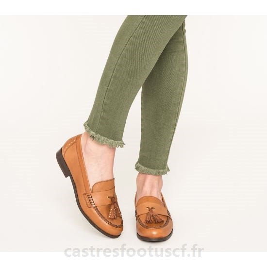 Mocassin femme cuir camel