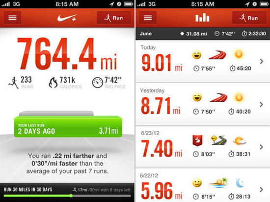 App nike+ running iphone