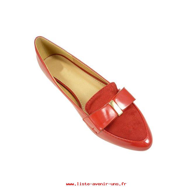 Mocassin femme rouge vernis