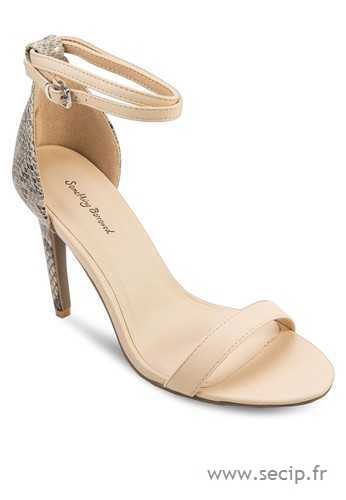 Sandale femme talon beige