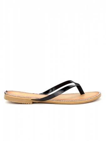 Tong femme cuir et strass