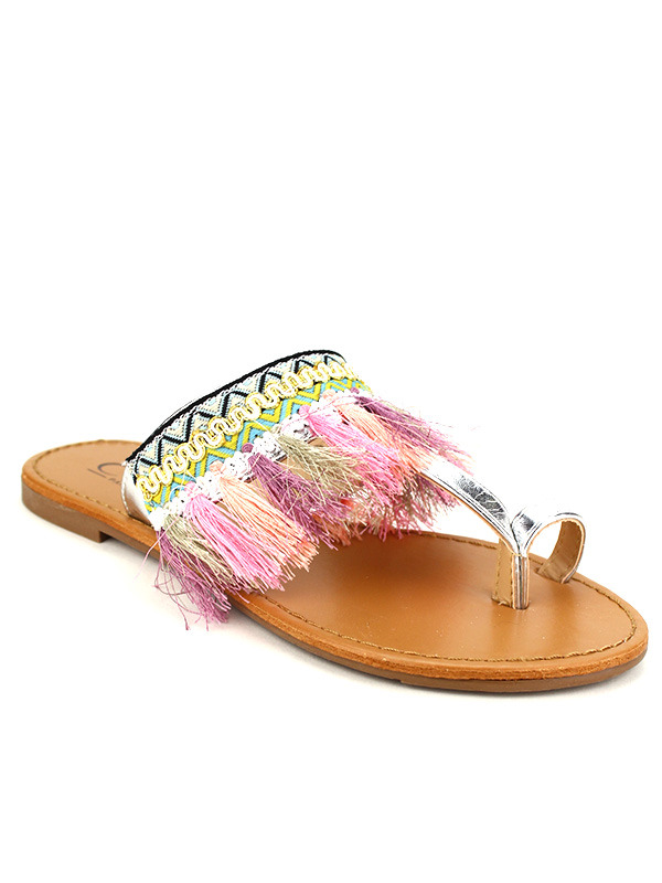 Tong femme bride tissu