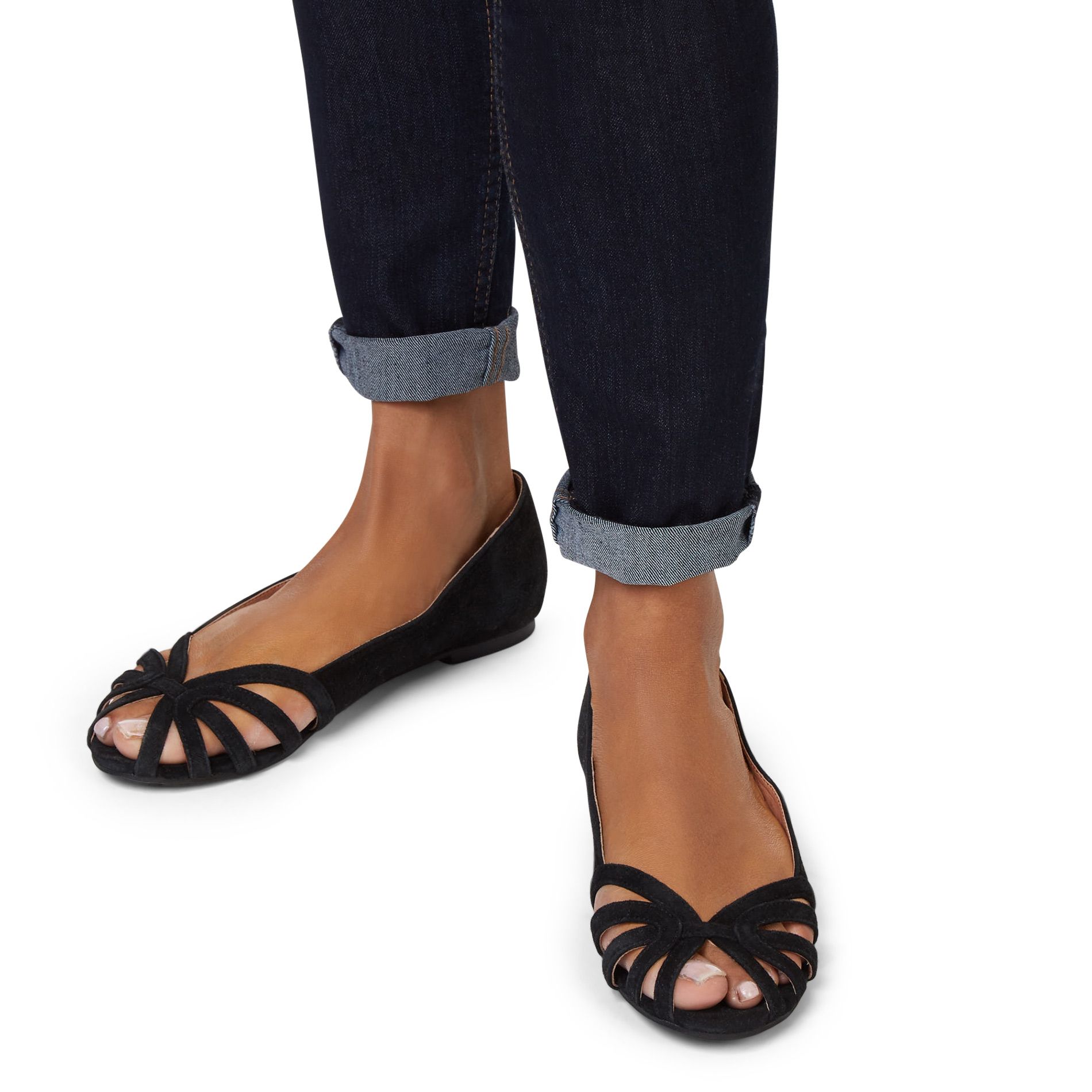 Ballerines ouvertes en cuir