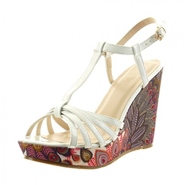Chaussure talon compensé a fleur