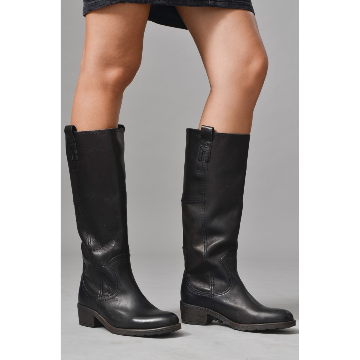 Bottes cavalières noires cuir
