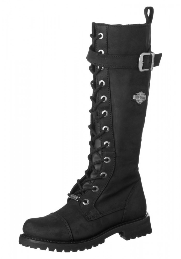 Botte en cuir noir femme