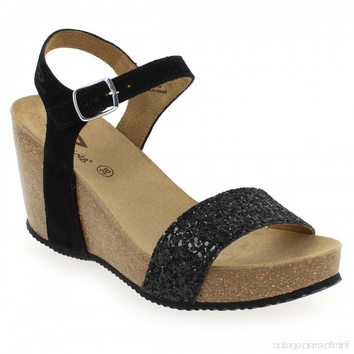 Chaussure compensee rouge femme