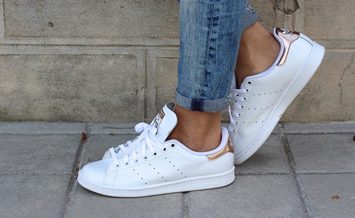 Stan smith femme blanc doré