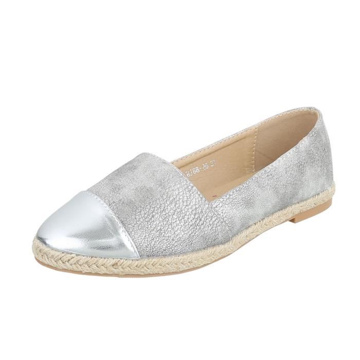 Mocassin femme gris argenté