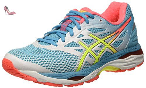 Chaussures running asics gel nimbus 15 femme blanc/rose/noir