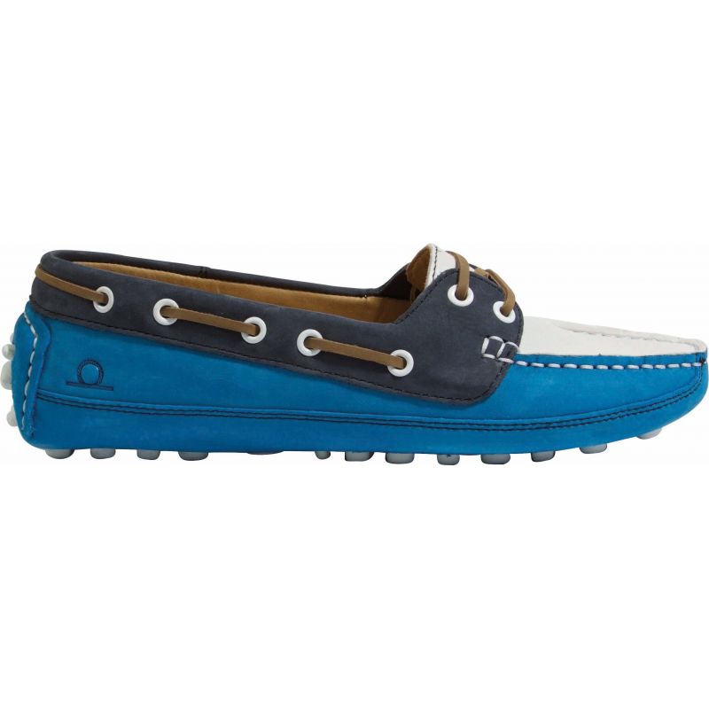 Mocassin femme bleu marine et blanc