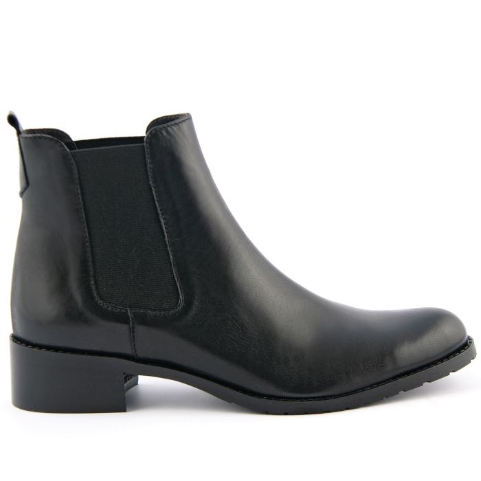Bottine cuir femme noir