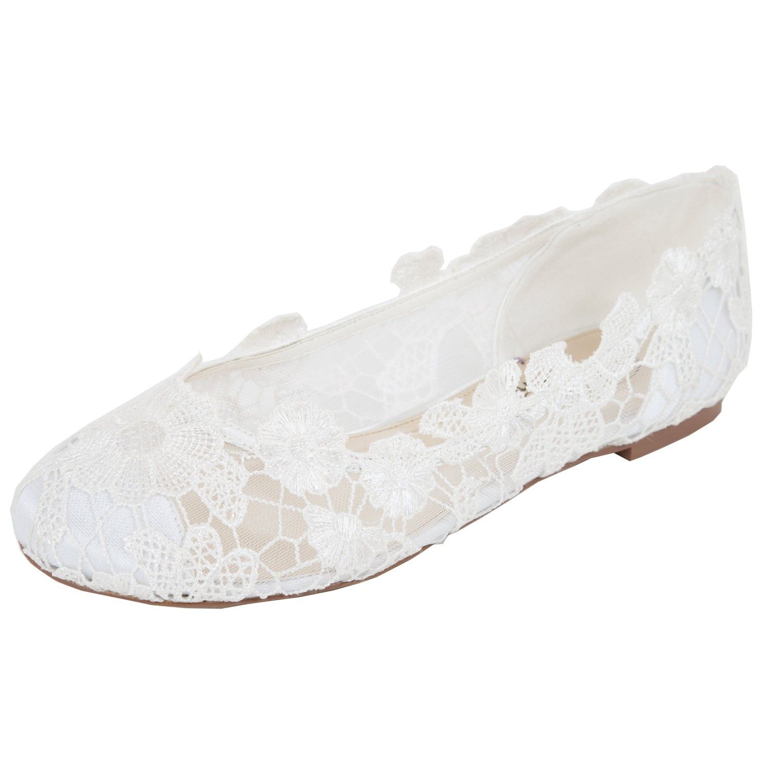 Ballerine blanche dentelle femme