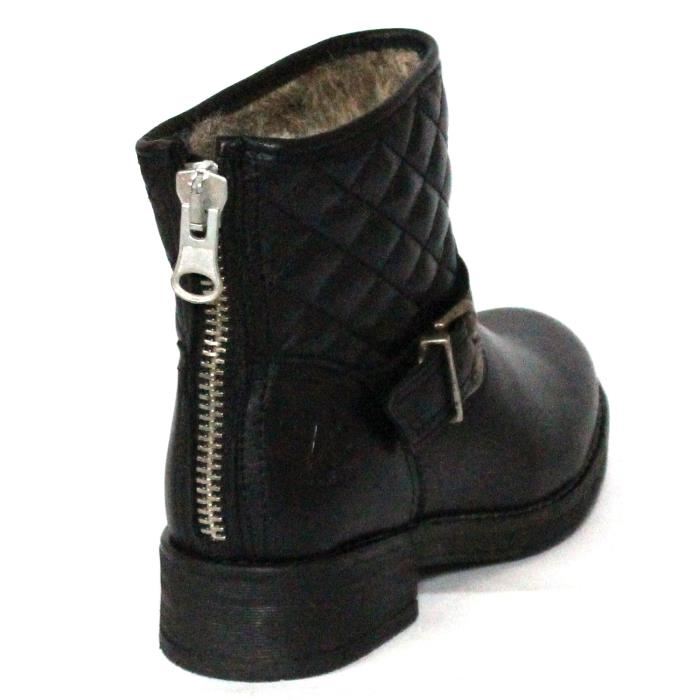 Boots cuir noir femme