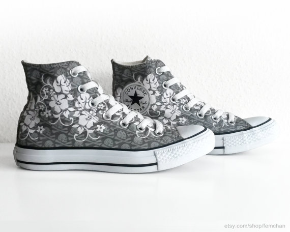 Converse femme motif fleur