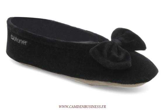Chaussons ballerines femme velours - grand noeud