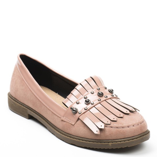 Mocassin femme rose poudré