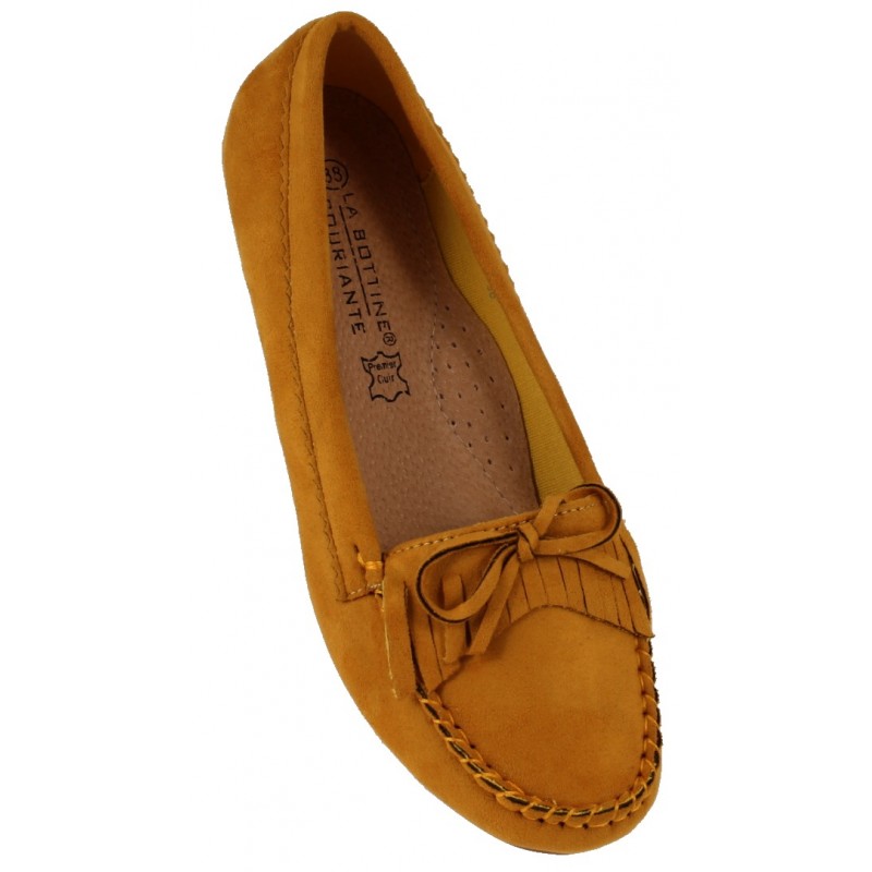 Mocassin femme daim gris