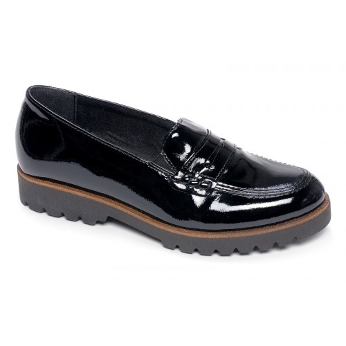 Mocassin femme noir vernis cuir