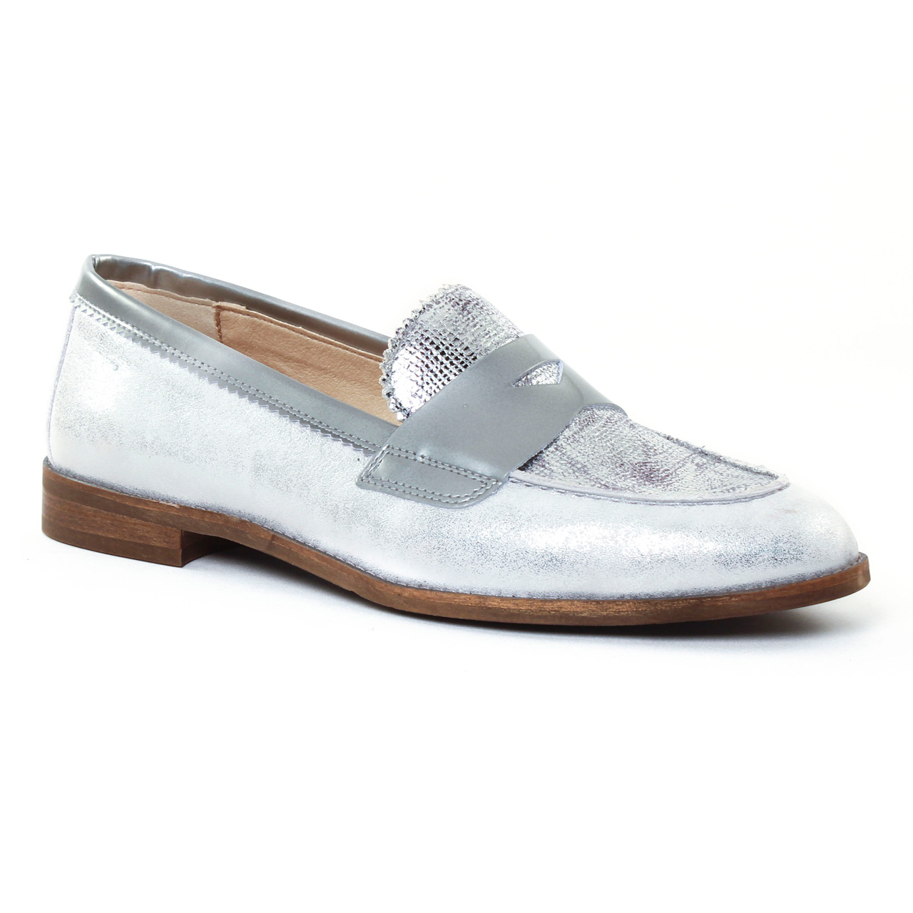 Mocassin femme argent