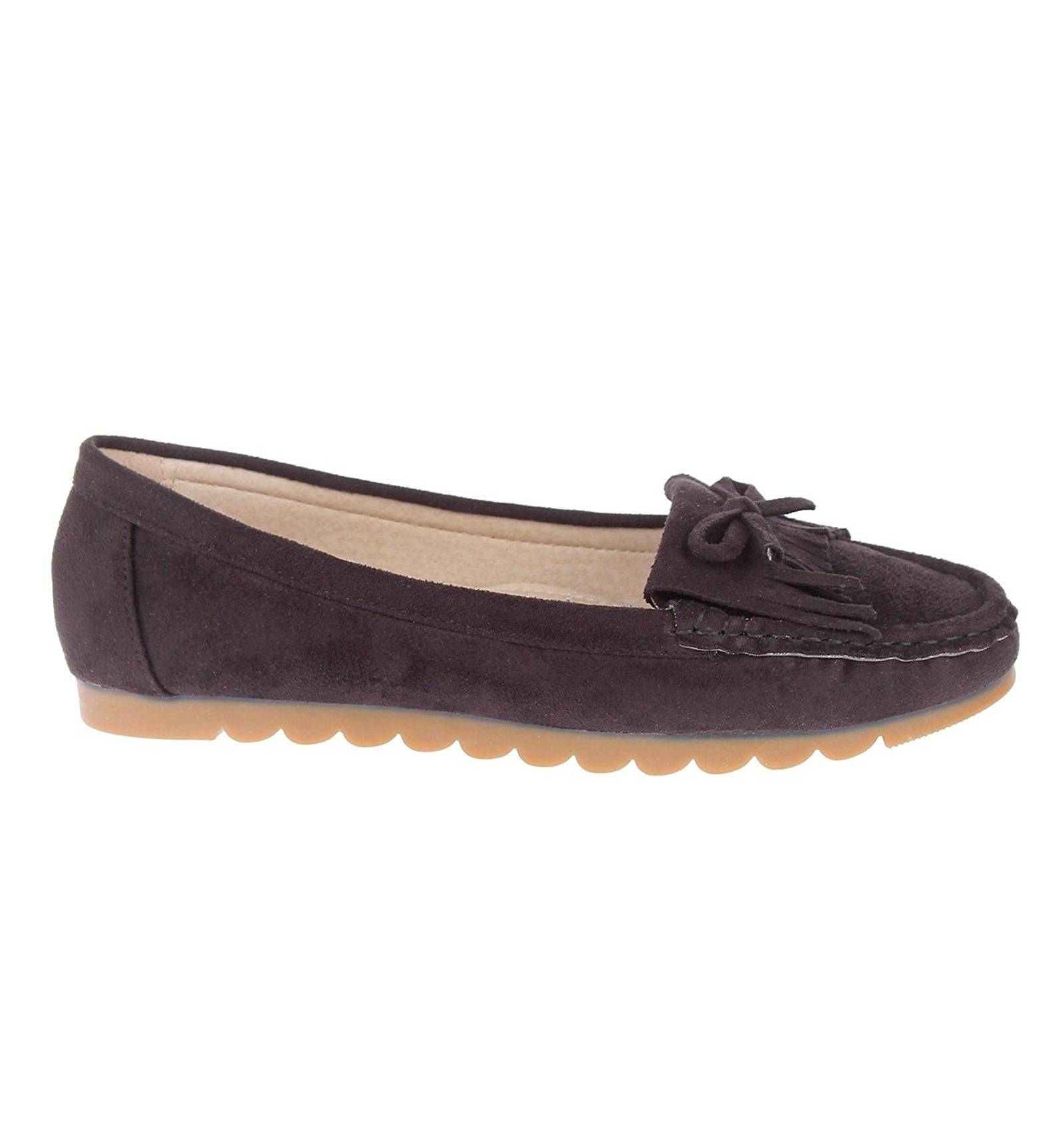 Mocassin femme daim franges