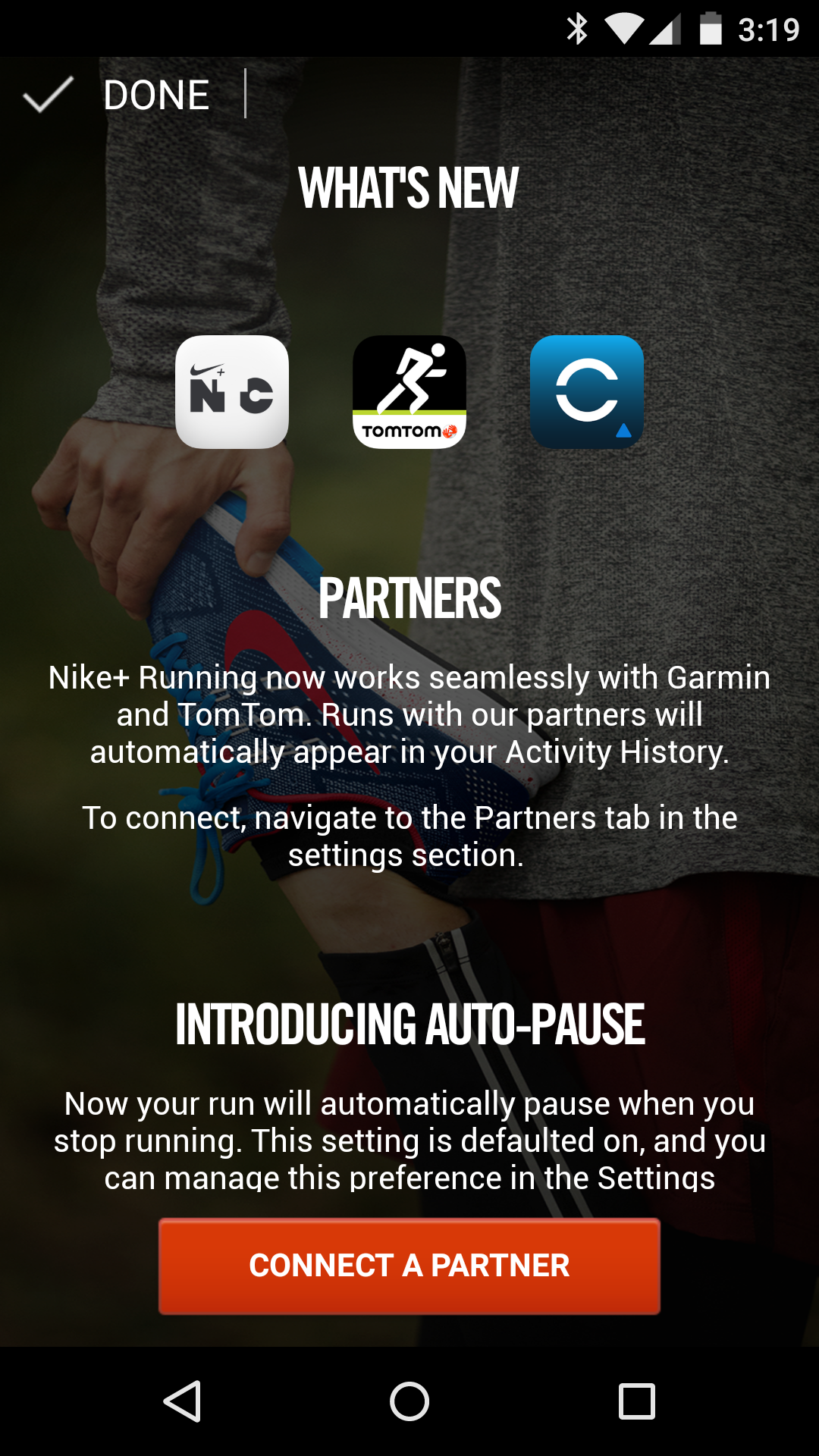Nike running unable to connect to facebook