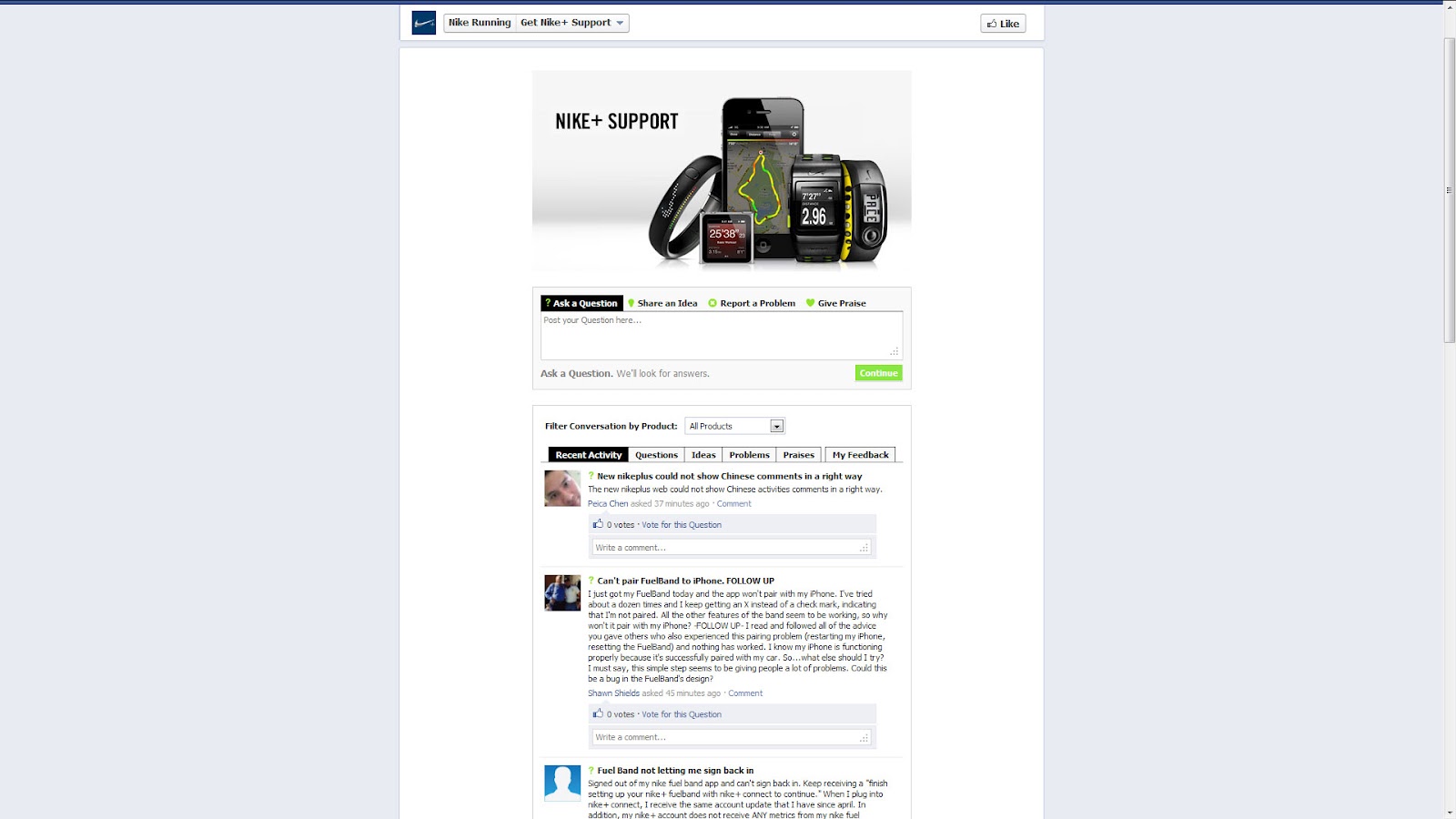 Nike running unable to connect to facebook
