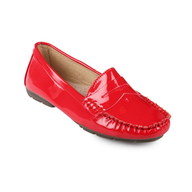 Mocassin rouge femme pas cher