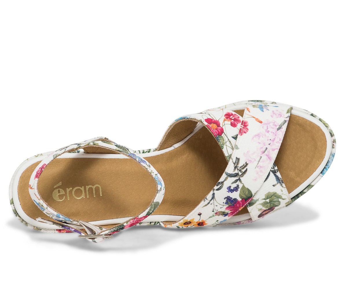 Chaussure compensée a fleur