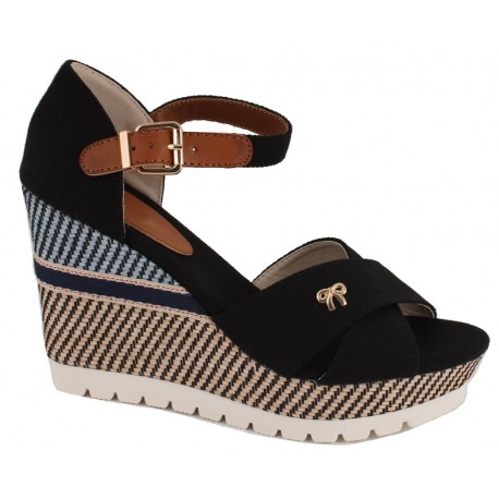 Sandale compensée femme beige